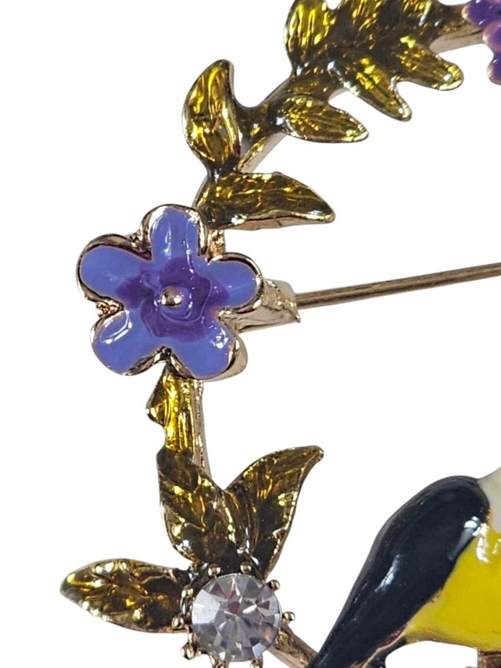 Betsey Johnson Lovely Flower & a Bird Crystal Brooch Pin Designer Cutie - Picture 6 of 7